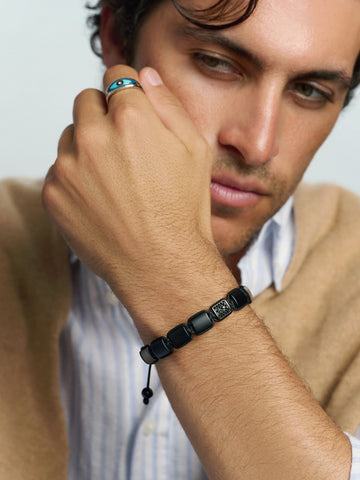Nialaya Men's Flatbead Bracelet The CZ Flatbead Collection - Matte Onyx The CZ Flatbead Collection - Matte Onyx